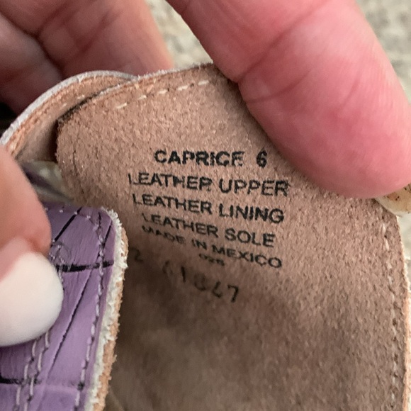 Freebird purple Lavendar Caprice boho wood stacked heel sandals sz 6 - Picture 6 of 7